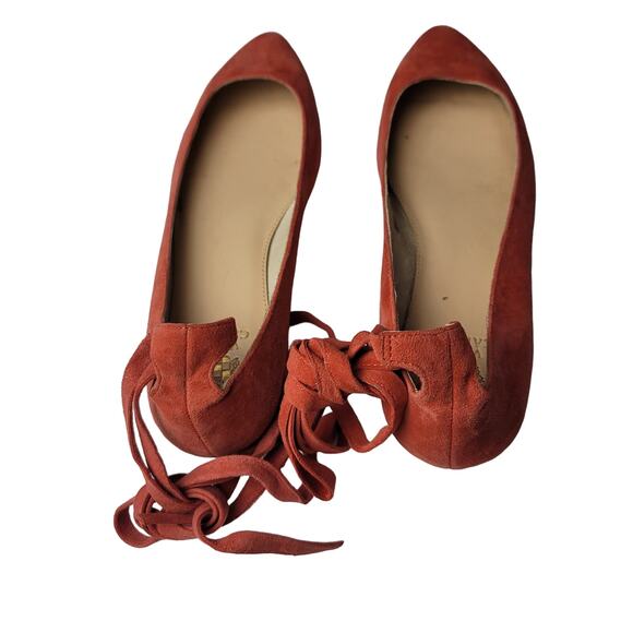 Vince Camuto Melon Suede Lace Up Ankle Tie Ballet Flats, Size 9, EUC - Picture 5 of 10